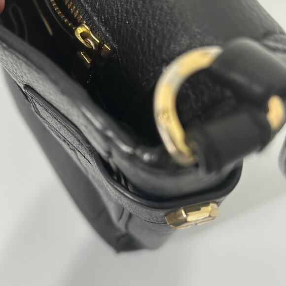 Tory Burch Black Pebbled Leather Crossbody Bag Gold Hardware FLAW Flap Turnlock - Picture 6 of 16